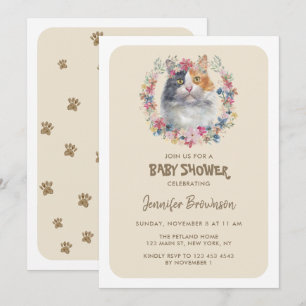 Invitation Baby Shower Chat Calicot Tricolore