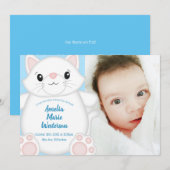 Invitation Baby shower chat Kitty Blue (Devant / Derrière)
