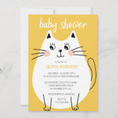 Invitation Baby shower chat mignon blanc Kitty (Devant)