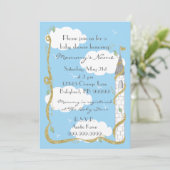 Invitation baby shower. Château Gold/Silver (Debout devant)