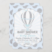 Invitation Baby shower chaud de ballon à air de bleus layette (Devant / Derrière)