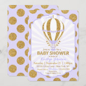 Invitation Baby shower chaud de ballon à air de lavande (Devant / Derrière)