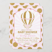 Invitation Baby shower chaud rose de ballon à air (Devant / Derrière)