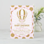 Invitation Baby shower chaud rose de ballon à air (Debout devant)