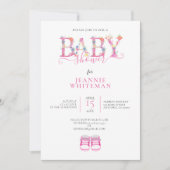 Invitation Baby Shower Chaussons Rose Bébé (Devant)