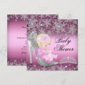 Invitation Baby Shower Chaussure Pailletée Flocon (Devant / Derrière)