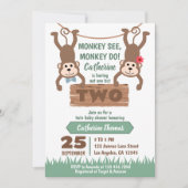 Invitation Baby shower Cheeky Monkey Boy & Girl Twins (Devant)