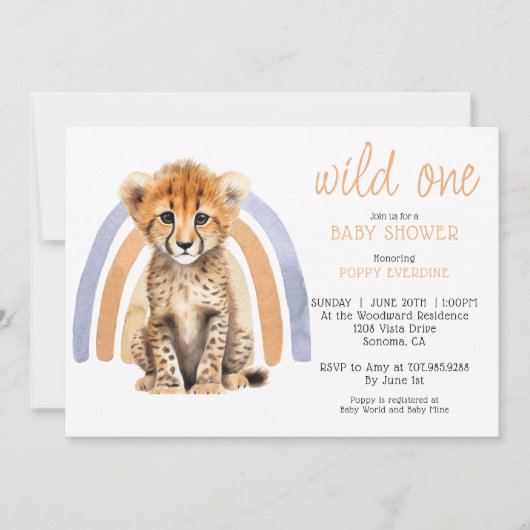 Invitation Baby shower Cheetah Bébé mignon (Devant)
