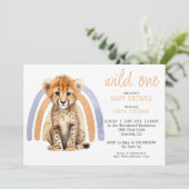 Invitation Baby shower Cheetah Bébé mignon (Debout devant)