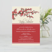 Invitation Baby shower Cherry Blossom (rouge) (Debout devant)