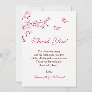 Invitation Baby shower Cherry Blossom Téléchargeable Merci