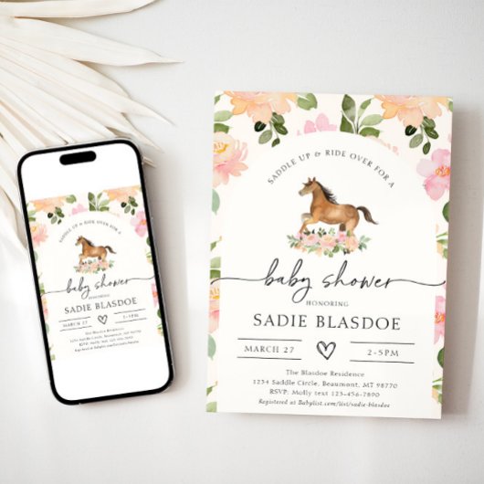 Invitation Baby shower Cheval