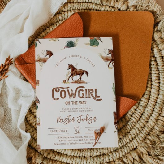Invitation Baby shower Cheval Cowgirl