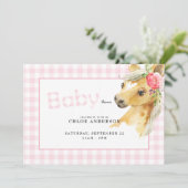 Invitation Baby shower Cheval En vichy Rose (Debout devant)
