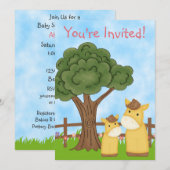 Invitation Baby shower Cheval Personnalisé ~ Fille (Devant / Derrière)