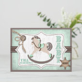Invitation Baby shower Cheval-Roche Cowboy (Debout devant)
