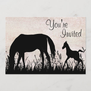 Invitation Baby shower Chevaux de pâturage de maïs et de poul