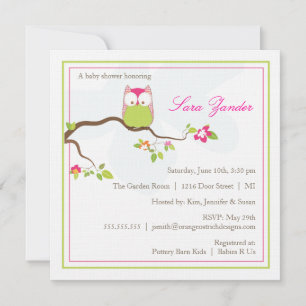 Invitation Baby shower - Chevêche de bébé rose et