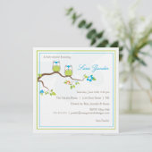 Invitation Baby shower - Chevêches Bébés Bleues Tw (Debout devant)