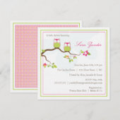 Invitation Baby shower - Chevêches pour bébés jume (Devant / Derrière)