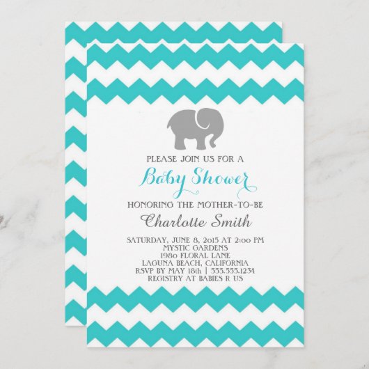 Invitation Baby shower Chevron (Devant / Derrière)