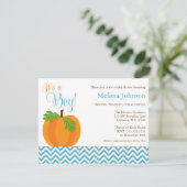 Invitation Baby shower Chevron Citrouille Fall Boy (Debout devant)