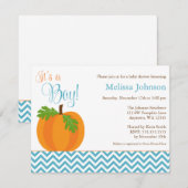 Invitation Baby shower Chevron Citrouille Fall Boy (Devant / Derrière)
