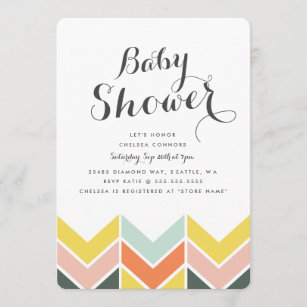 Invitation Baby shower Chevron joyeux