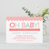 Invitation Baby shower Chevron moderne Coral et Mint (Debout devant)