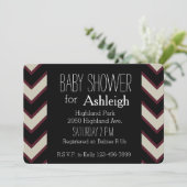 Invitation Baby shower Chevron Noir Crème Rouge (Debout devant)
