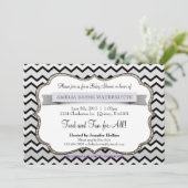Invitation Baby shower Chevron Parties scintillant Black Ice (Debout devant)