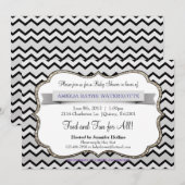 Invitation Baby shower Chevron Parties scintillant Black Ice (Devant / Derrière)