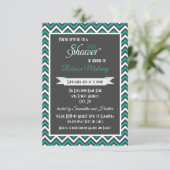 Invitation Baby Shower Chevron Sarcelle - 3x5 (Debout devant)