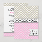 Invitation Baby shower Chevron XOXO tendance ~ Fil (Devant / Derrière)