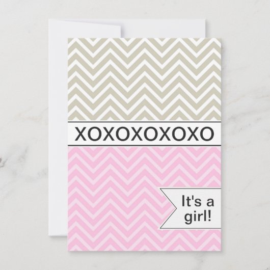 Invitation Baby shower Chevron XOXO tendance ~ Fil (Devant)