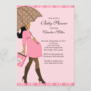 Invitation Baby shower Chic African American Pregnant Mom