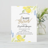 Invitation Baby shower chic aux citrons aquarelles (Debout devant)