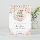 Invitation Baby shower Chic Blush Floral High Tea Party (Debout devant)