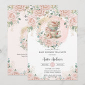 Invitation Baby shower Chic Blush Floral High Tea Party (Devant / Derrière)