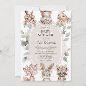 Invitation Baby Shower Chic Boho Animaux de la Forêt (Devant)