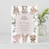 Invitation Baby Shower Chic Boho Animaux de la Forêt (Debout devant)