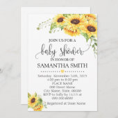 Invitation Baby shower chic boho fleuri et romantique (Devant / Derrière)