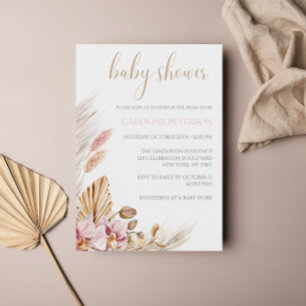 Invitation Baby Shower Chic Boho Floral Herbe de Pampas