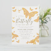 Invitation Baby shower chic Boho Whimsical Gold Butterfly (Debout devant)