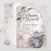 Invitation Baby shower chic Citrouille de fleurs de bouho (Devant / Derrière)