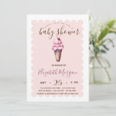 Invitation Baby Shower Chic Crème Glacée Rayée (Debout devant)