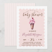 Invitation Baby Shower Chic Crème Glacée Rayée (Devant / Derrière)