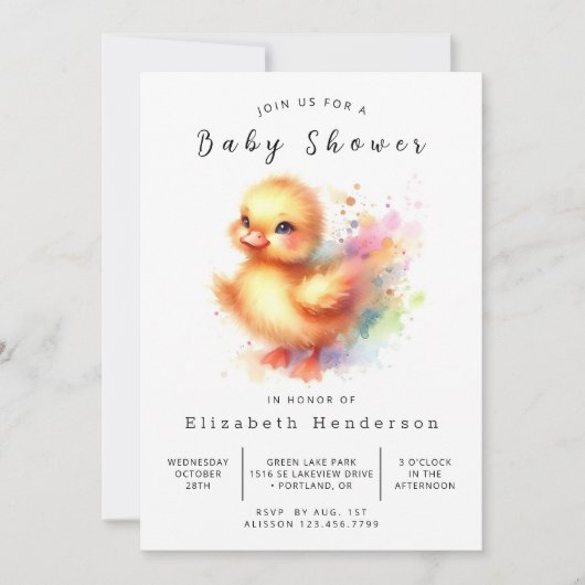 Invitation Baby shower Chic Custom Duck (Devant)