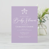 Invitation Baby shower Chic Dusty Purple Typographie (Debout devant)