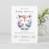 Invitation Baby shower Chic Editable Owl (Debout devant)